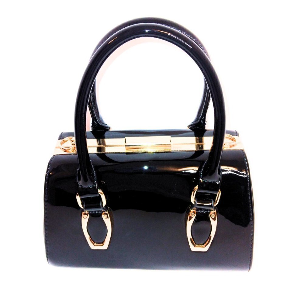 GRAMERCY & GRAND BLACK AND GOLD  VEGAN LEATHER SATCHEL HANDBAG PURSE - NWT - Picture 2 of 7